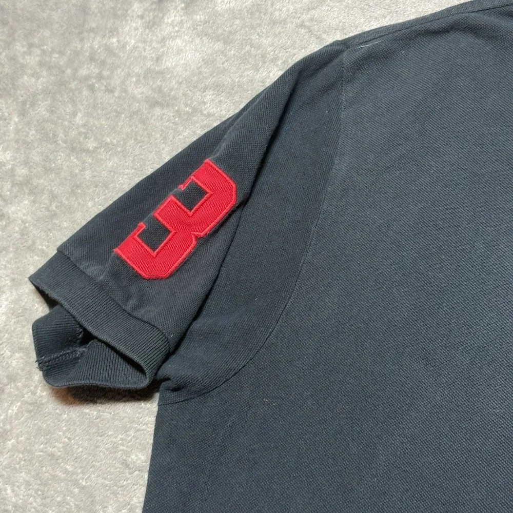 Polo Ralph Lauren Triple Pony Shirt Men XL Black Custom Fit Multi Color Logo